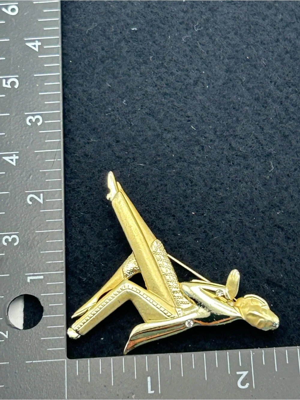 Gold-tone Dancing Couple Brooch Pin